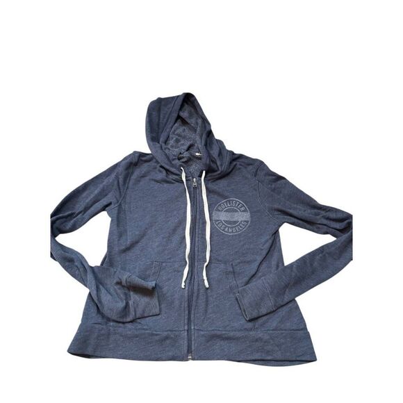 Hollister Womens Navy Blue Zip-Up Hoodie Jacket Size S Cotton/Polyester - Picture 1 of 12